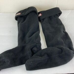 Hunter Boot Socks Women M/L Black Fleece Tall Rain Boot Liners Logo Warm Cozy